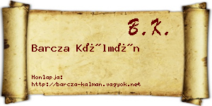 Barcza Kálmán névjegykártya